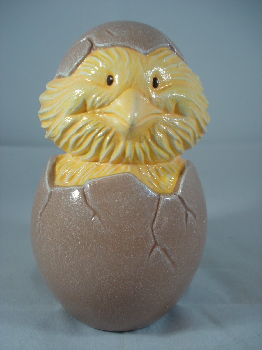 Ceramic Baby Yellow Chick Chicken Easter Egg Ornament Decoration                