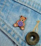 Aster Teddy Bear Brooch, Handmade September Birth Flower, Personalised Pin - Image 3