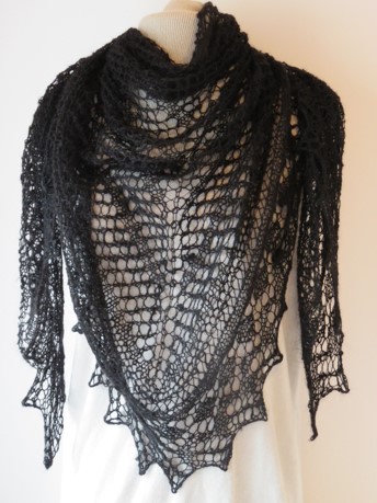 Dramatic black alpaca shawl
