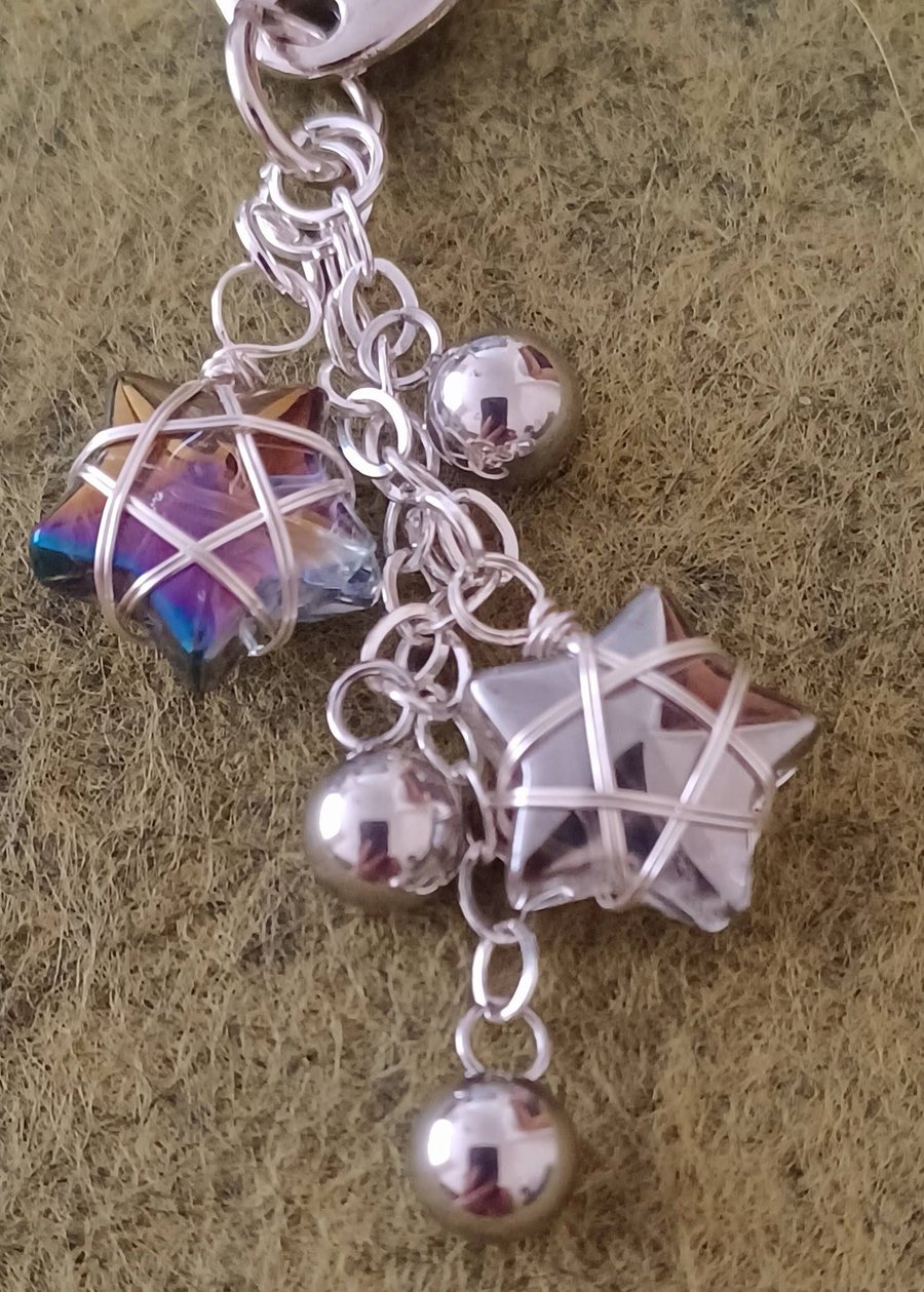 Handmade Wire Wrapped Stars Bag Charm 