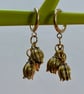 Lotus flower huggie earrings brass antique gold cute Kawaii