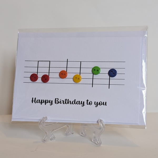 Happy Birthday musical button notes greetings card 
