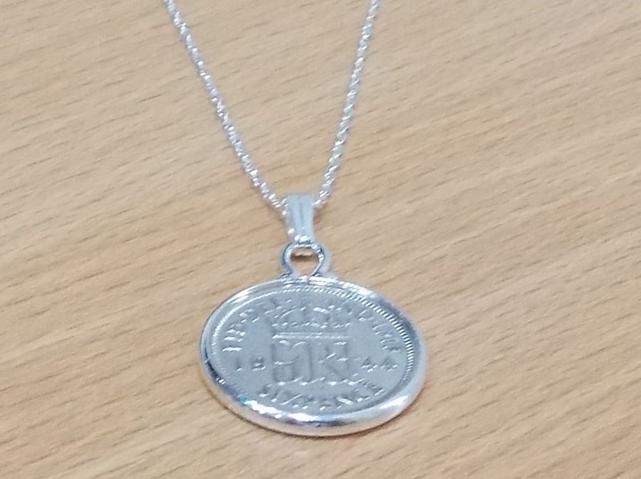 1939 81st Birthday Anniversary sixpence coin pendant plus 22inch SS chain gift 8