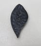 Medium Coal Black Leaf Shaped Ceramic Button - Image 1