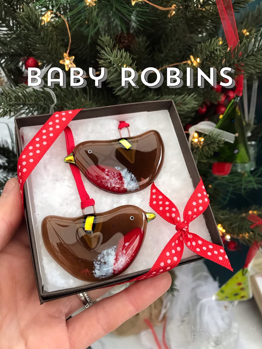  Christmas decoration gift set - Two BABY robins