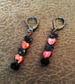 Red & Black Hematirte Gemstone Heart Dangle Earrings - Image 3