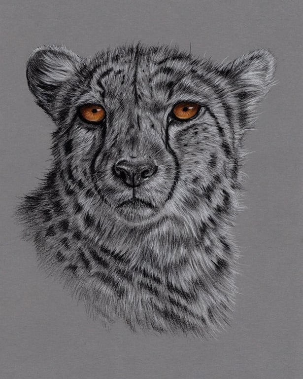 Charcoal Drawing of a Cheetah