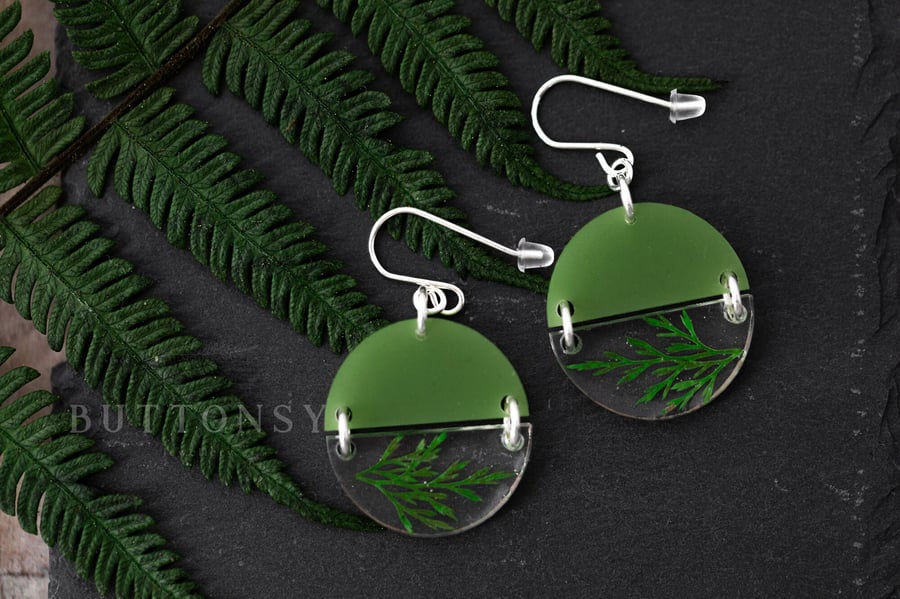 Real Fern Earrings Sage Green Pressed Flower Earrings Gifts For Her Resin Jewelr