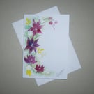 original art hand painted floral blank greetings card ( FA 644 K4 )