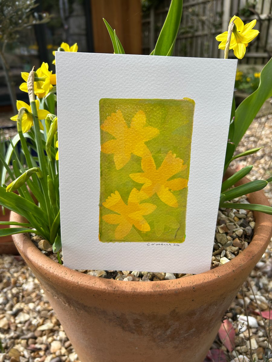 Daffodil Abstract number one. Monoprint - one of a kind