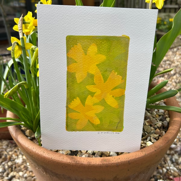 Daffodil Abstract number one. Monoprint - one of a kind