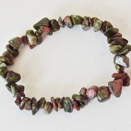 DESTASH:  Unakite Chip Bracelet