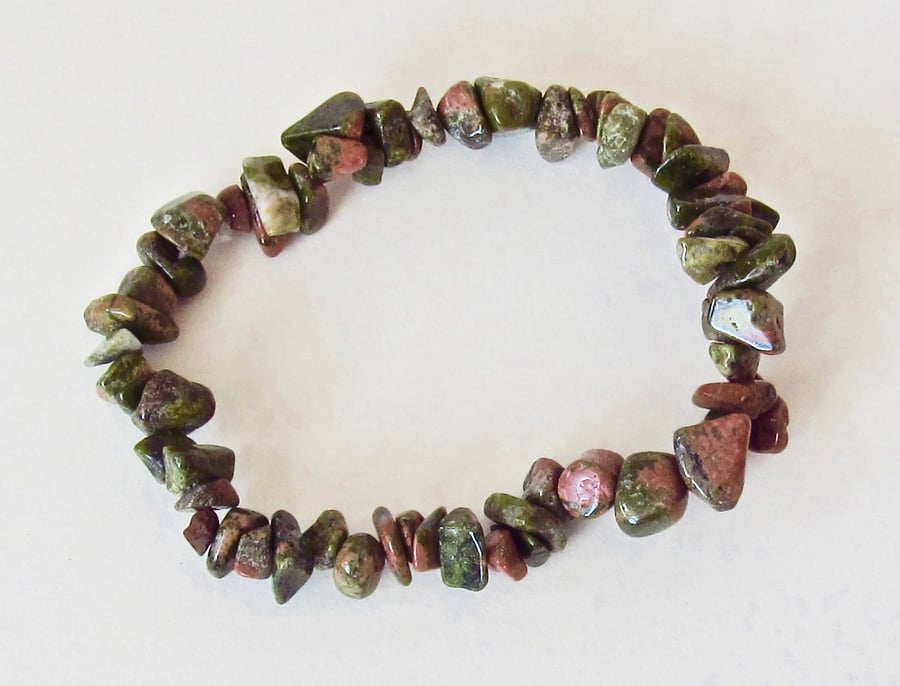 DESTASH:  Unakite Chip Bracelet