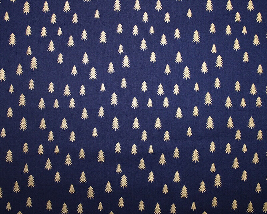 Christmas Tree Blue Gold Tablecloth  100 to 400cm by 135cm wide