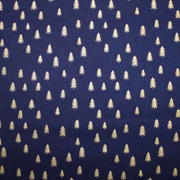 Christmas Tree Blue Gold Tablecloth  100 to 400cm by 135cm wide