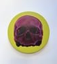 Acrylic original gothic graphic artwork pink human skull painting lime green  - Image 1