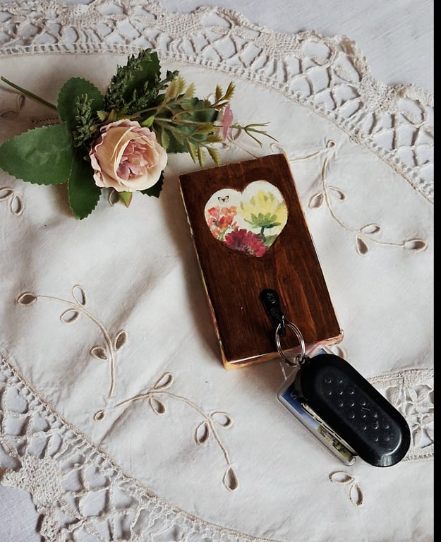 Wooden Keyholder, Jewellery Hanger Sunflower 