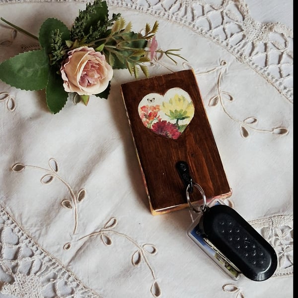 Wooden Keyholder, Jewellery Hanger Sunflower 