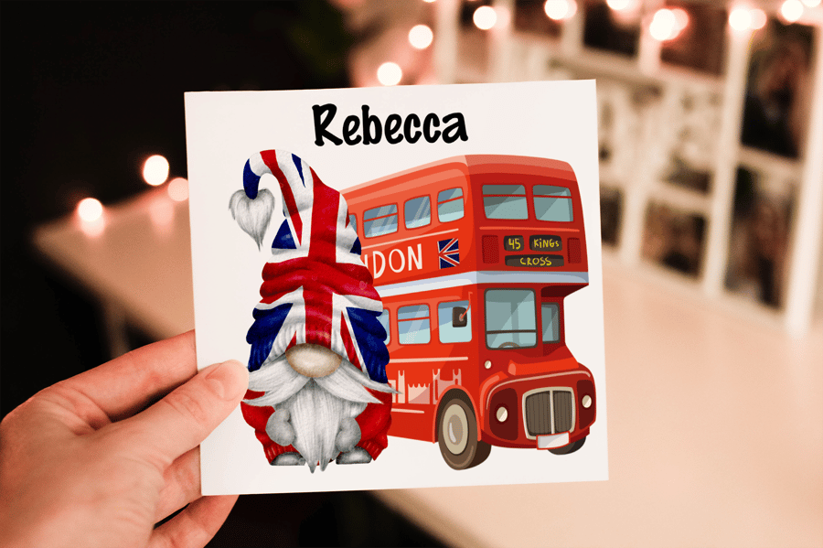 UK Gnome London Bus Card, London Bus Card, Custom Card, Personlaised Card