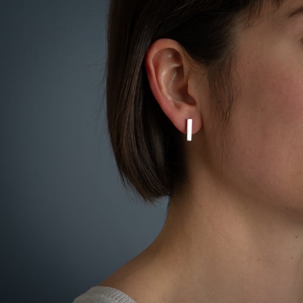 Short Sterling Silver Bar Earrings