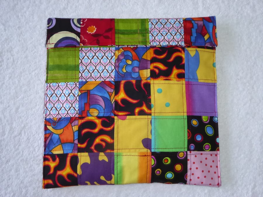 Wheat Bag created from Patchwork Squares in Multicolours. Microwave Heat Pad. 