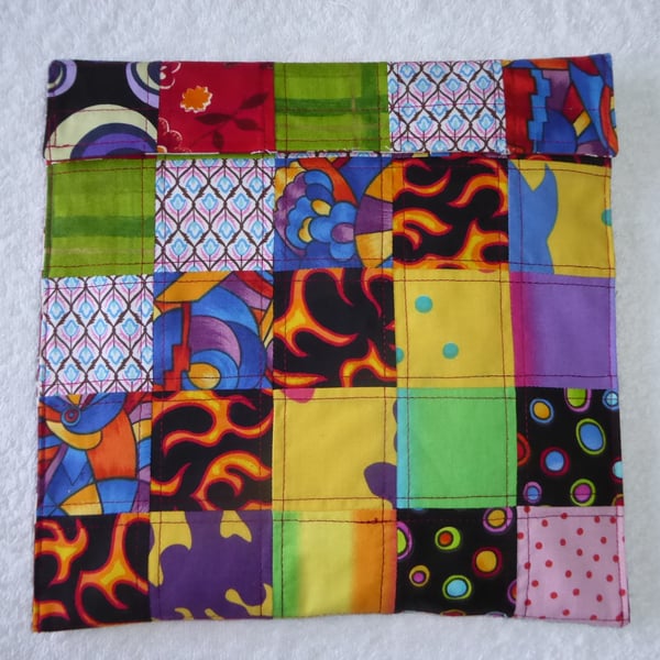  Wheat Bag created from Patchwork Squares in Multicolours. Microwave Heat Pad. 