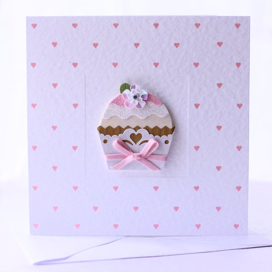 Cupcake Kisses Blank Birthday Card