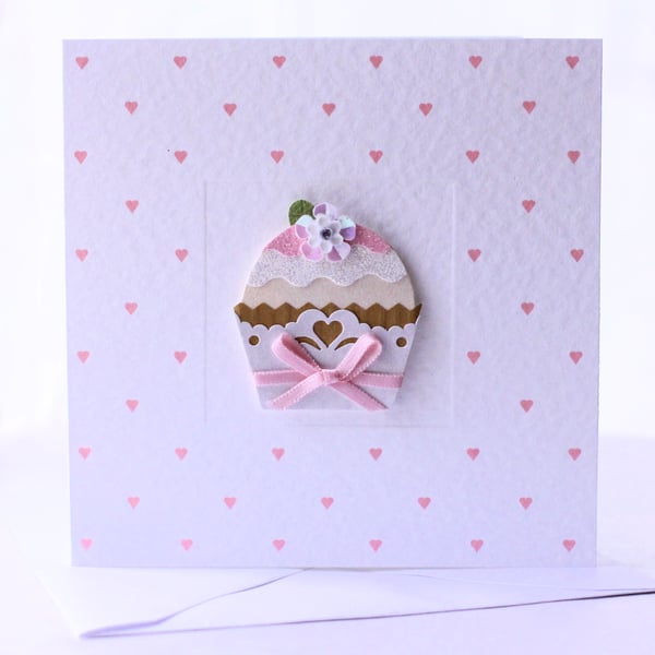 Cupcake Kisses Blank Birthday Card