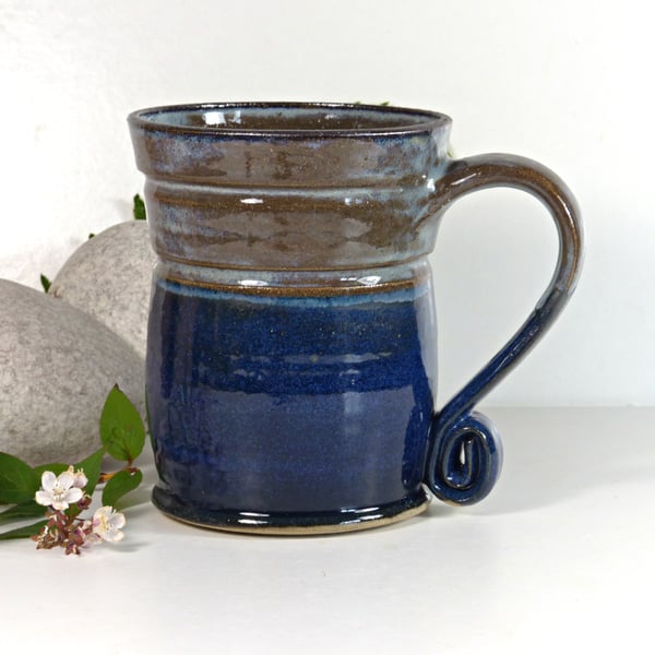 Rich Blue Mug - Tea, Coffee, Hot Chocolate, Ceramic Stoneware Pottery 