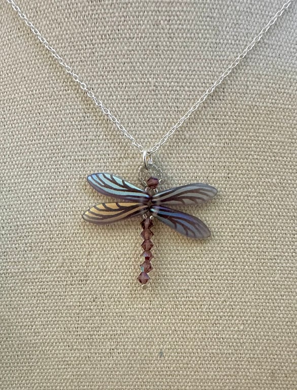 Dragonfly Necklace - Matt Amethyst 