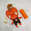 CUSTOM ORDER Miniature Pumpkin Doll in Dungarees