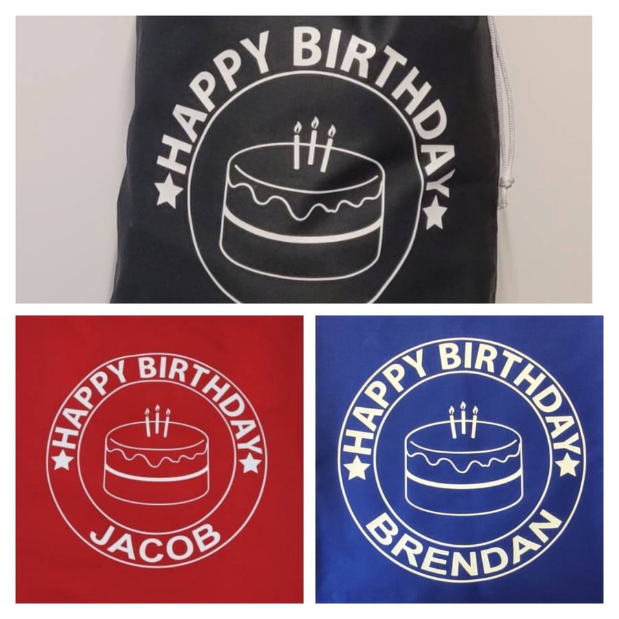 personalised happy birthday sack - made in England