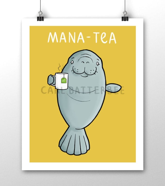 Manatee Illustration Signed Art Print