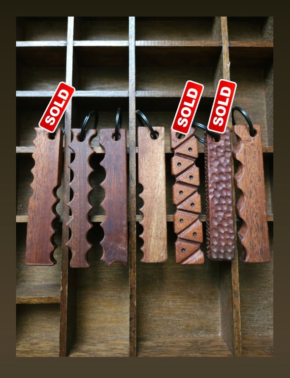 Parquet Art Teak & Mahogany Key Fobs 