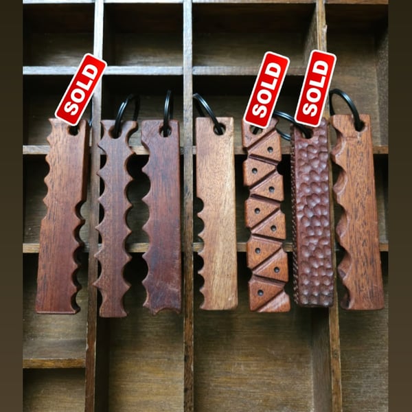 Parquet Art Teak & Mahogany Key Fobs 