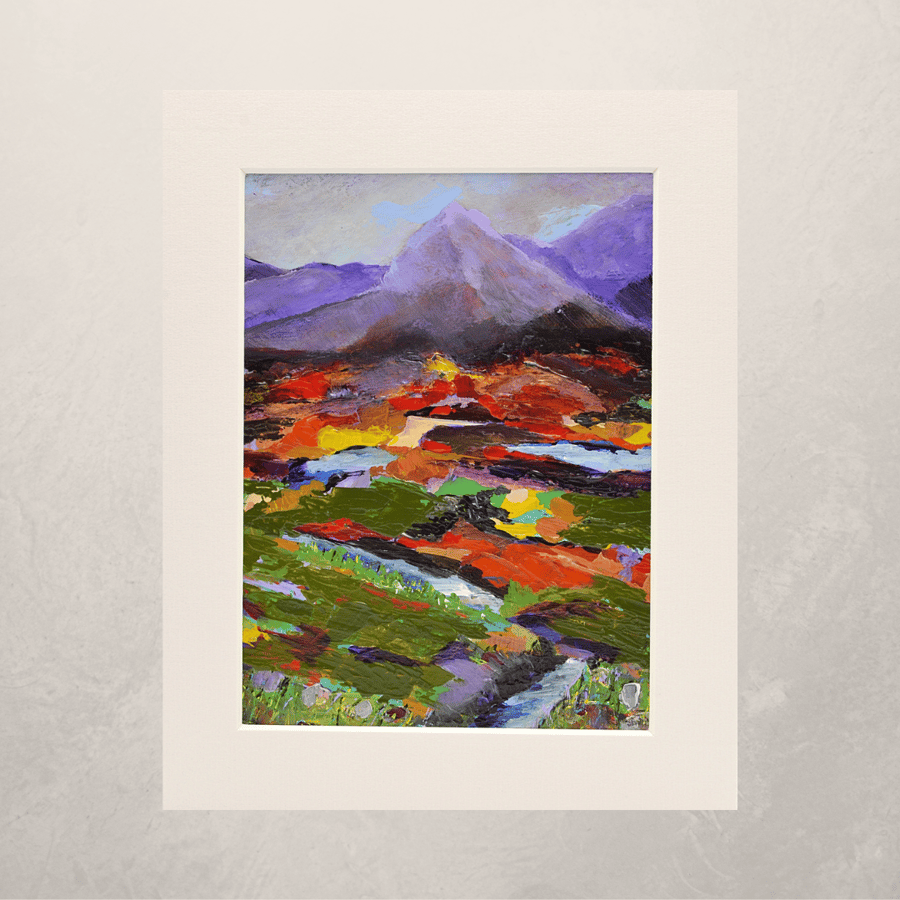 An Abstract, Colourful Scottish Landscape. 10 x 8 inches.