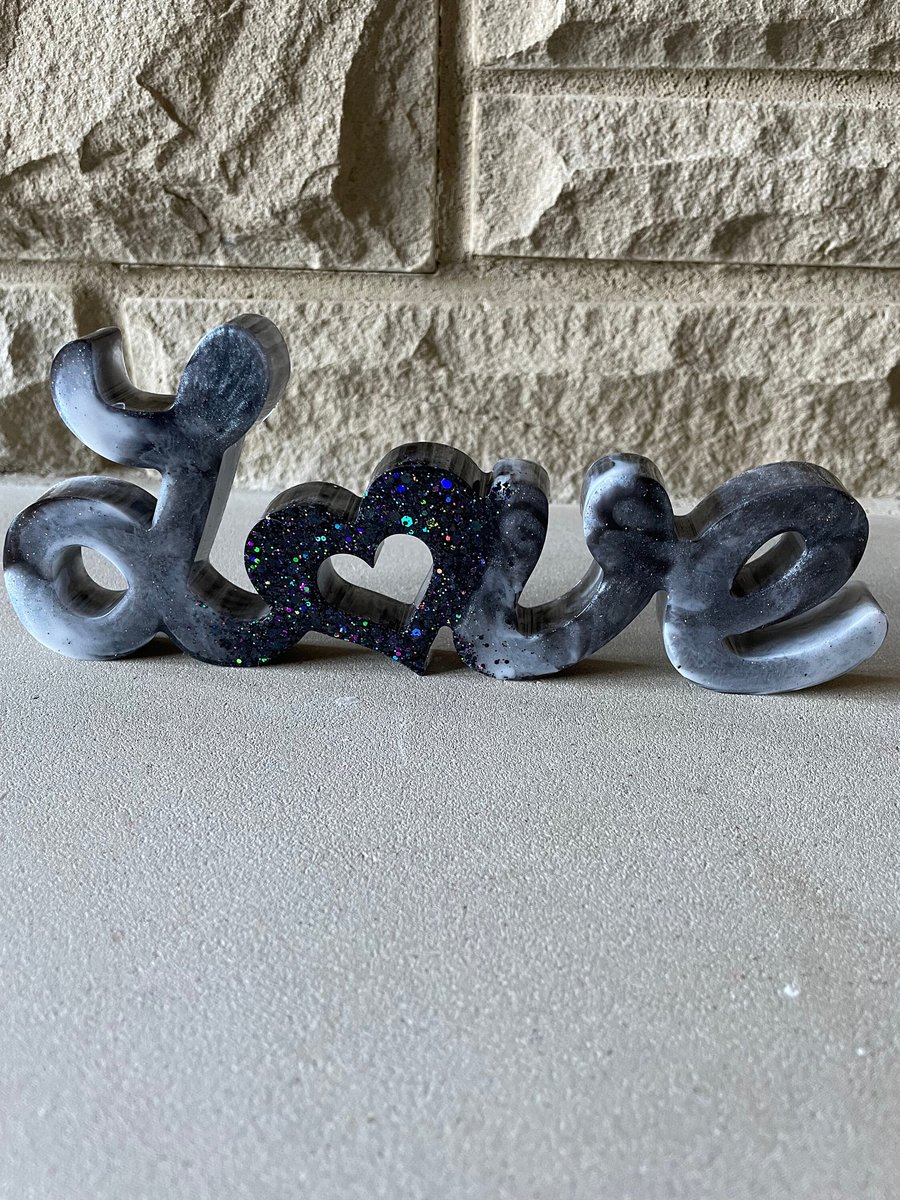 Freestanding Handmade Resin Cursive LOVE Sign Folksy