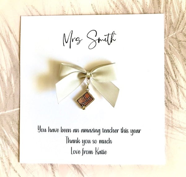 Personalised Thank You Card for Teachers with Charm - No1 Teacher Charm