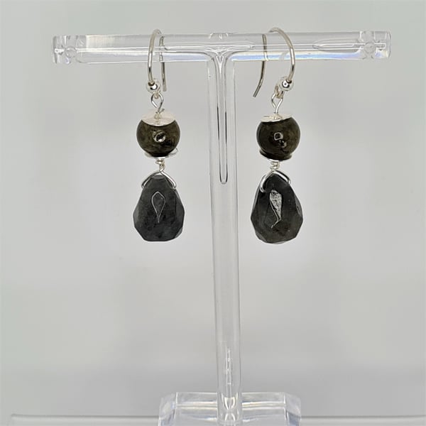 Labradorite Sterling Silver Dangle Earrings, Handmade Gemstone Jewellery