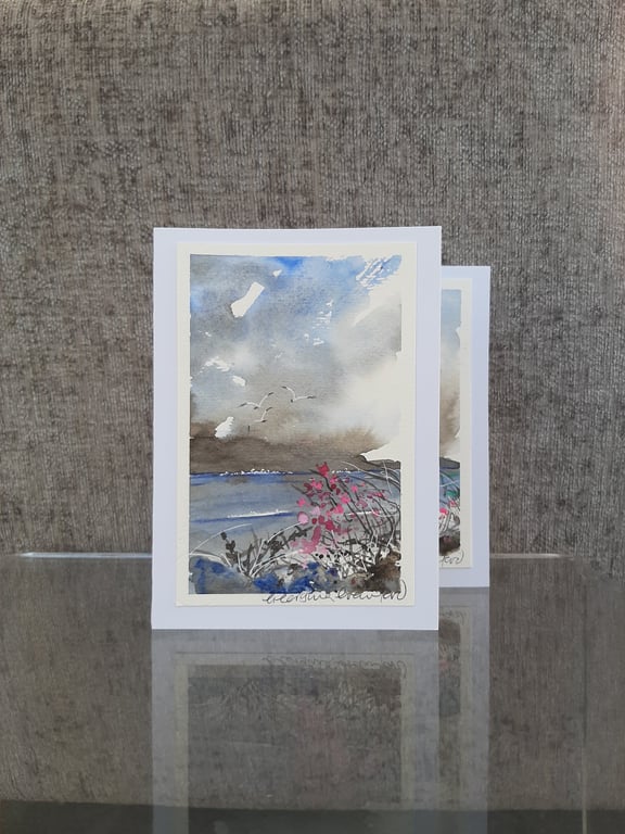 Pastel Pinks in the Rain. Blank Card. Original Painting