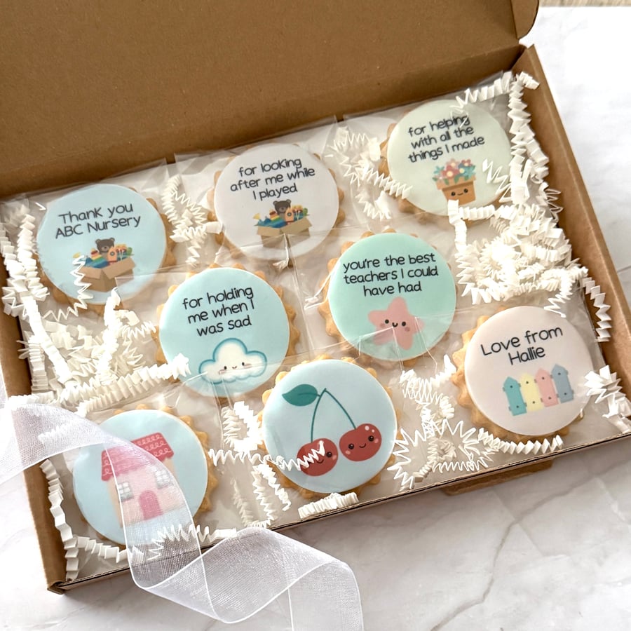 Nursery Thank You Personalised Biscuits Gift, PreSchool Thank You Gift