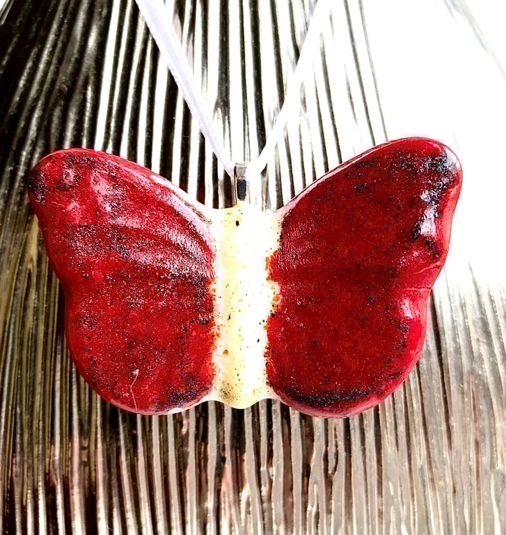 Postbox Red Butterfly Glass Hanging Decoration