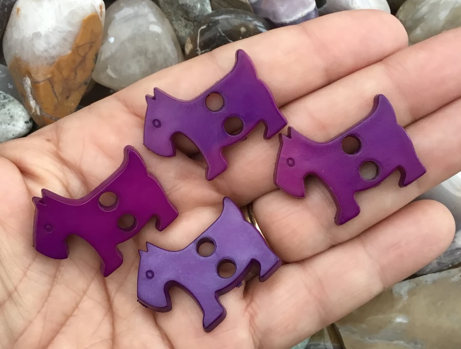 Set of 4 Purple Scottie Dog Buttons!