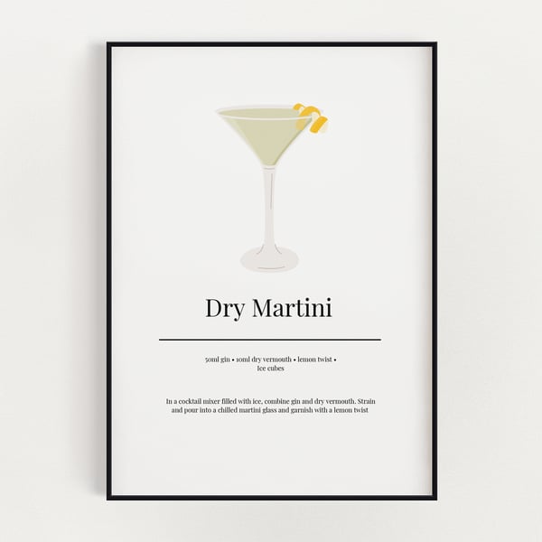 DRY MARTINI COCKTAIL WALL ART PRINT