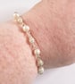 White Pearl Wire Wrapped Bracelet with Silver Tone Caged Beads - Image 2