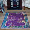 Miniature Art Nouveau carpet for Dolls' House Chinese Purple & Turquoise