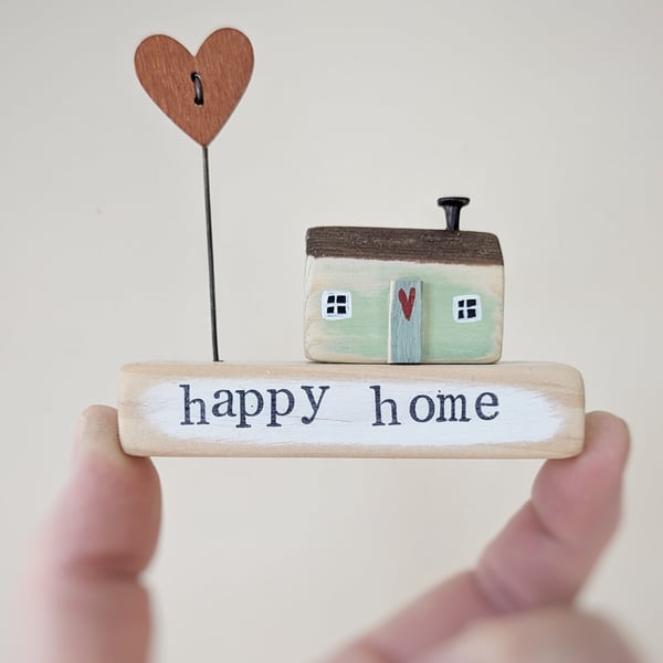 Little Wooden Painted House and Base in a Bag