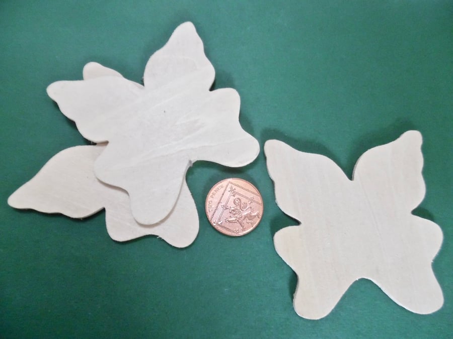 5 x Wooden Plaques   Unfinished 3mm Plywood BUTTERFLY Shape NOT laser cut