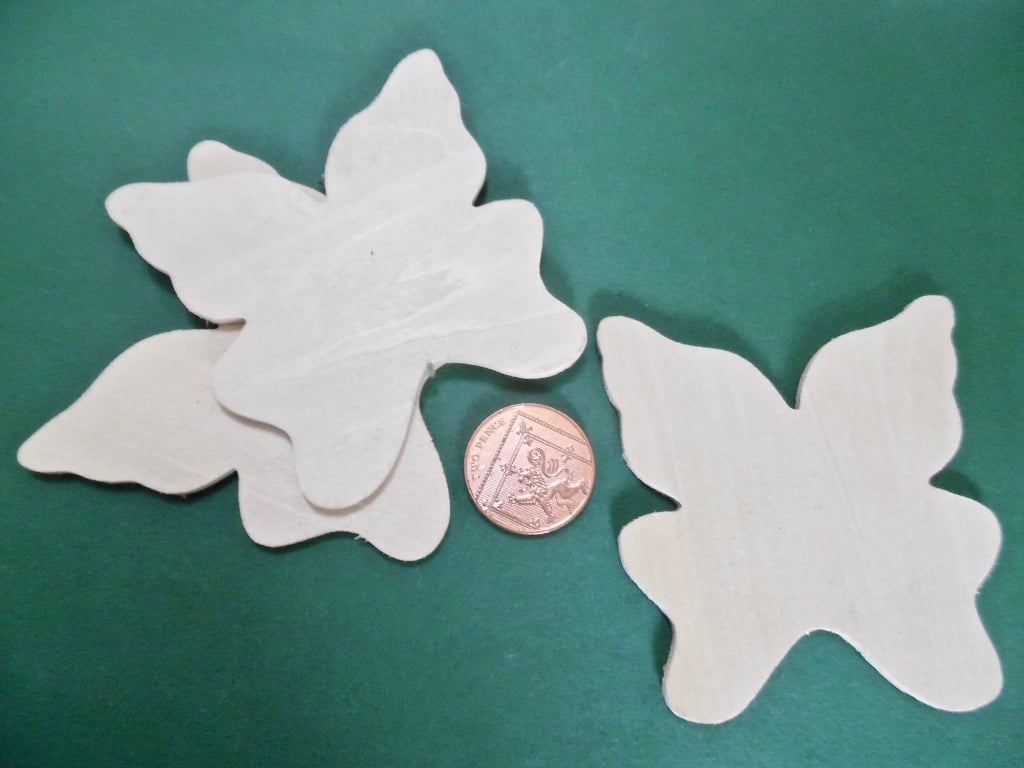 5 x Wooden Plaques   Unfinished 3mm Plywood BUTTERFLY Shape NOT laser cut