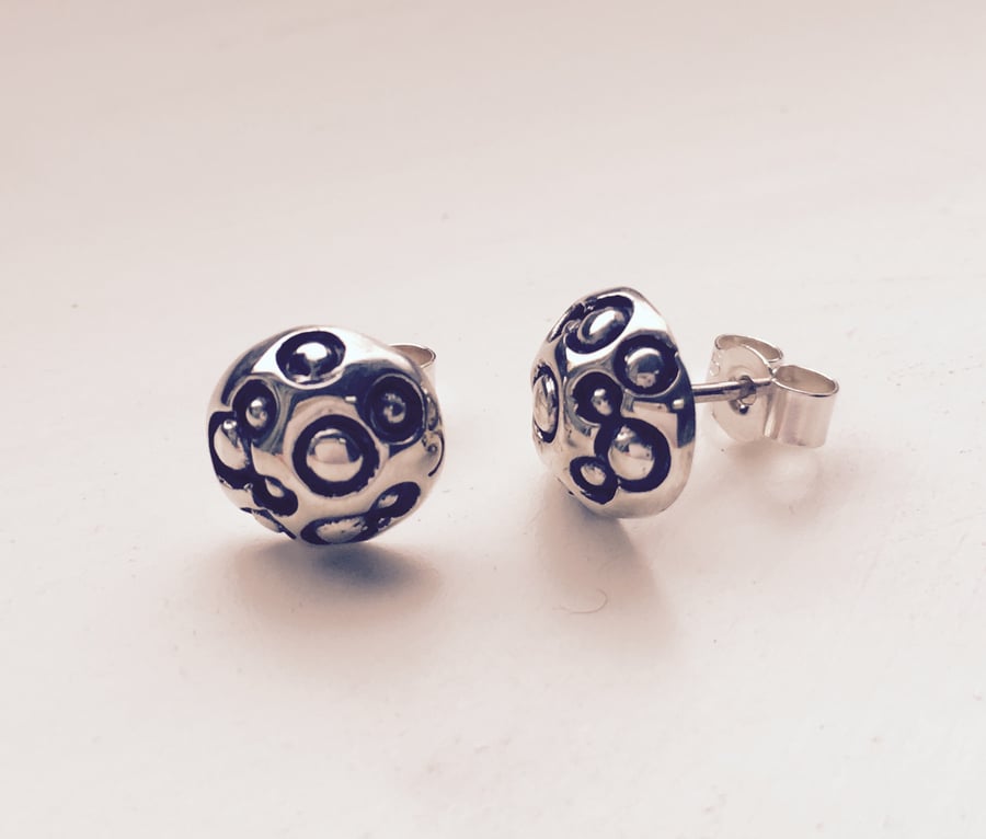 Silver moonscape Stud Earrings